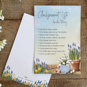 Große Postkarte "Glücksmoment-Liste März"