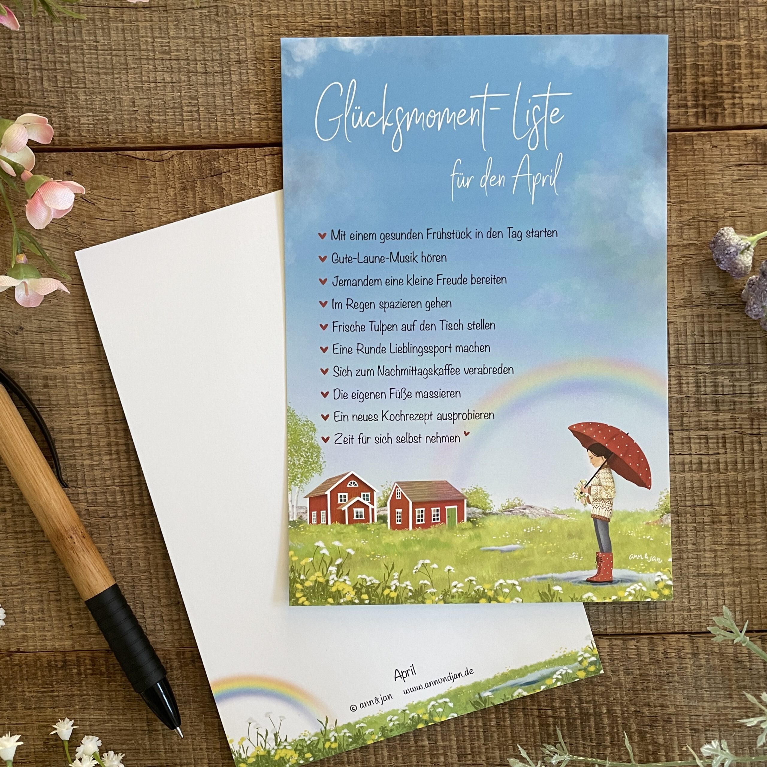 Große Postkarte "Glücksmoment-Liste April"