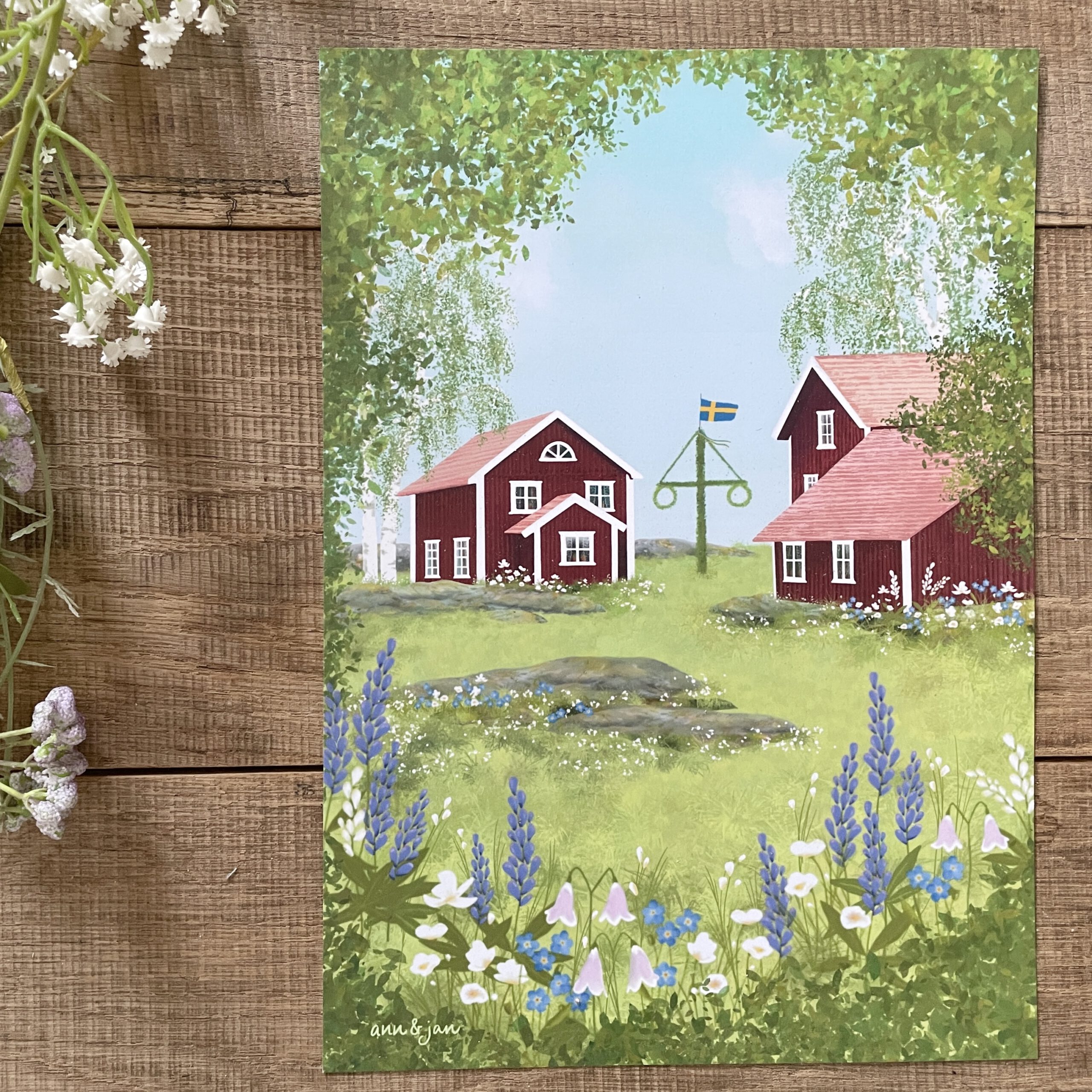 Poster / Kunstdruck "Midsommar i Sverige"- DIN A4