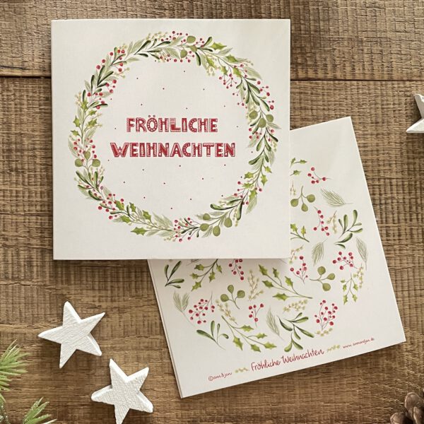 Klappkarte "Fröhliche Weihnachten" inkl. Kuvert