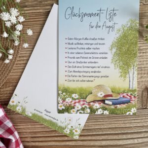 Große Postkarte "Glücksmoment-Liste August"