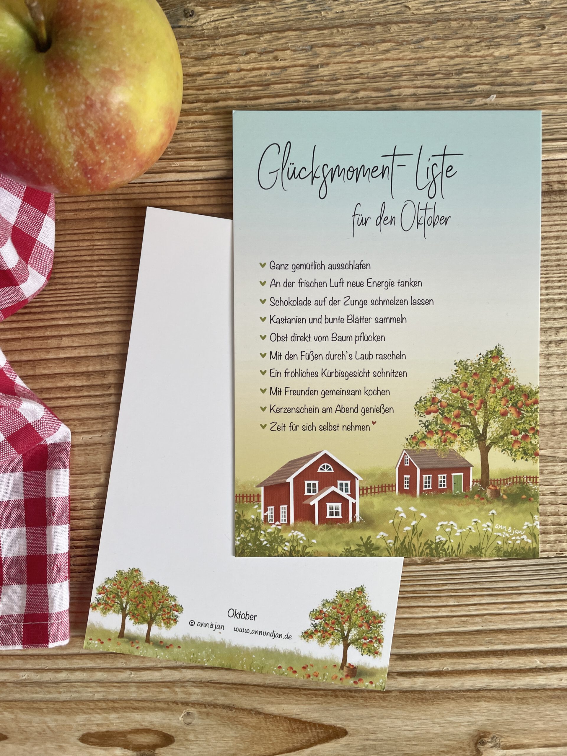 Große Postkarte "Glücksmoment-Liste Oktober"