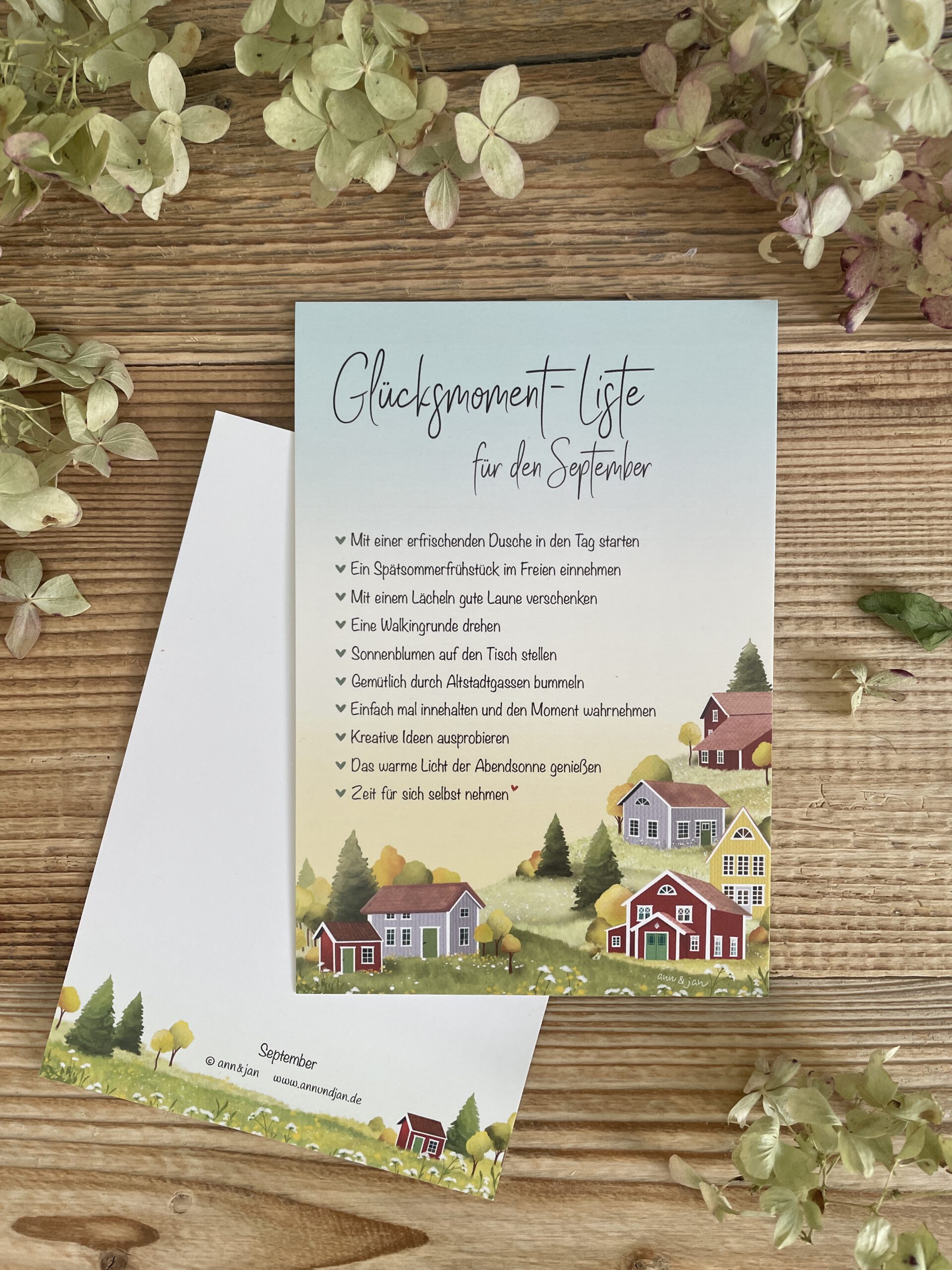 Große Postkarte "Glücksmoment-Liste September"
