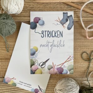 Große Postkarte "Stricken macht glücklich"