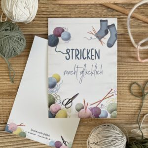 Große Postkarte "Stricken macht glücklich"