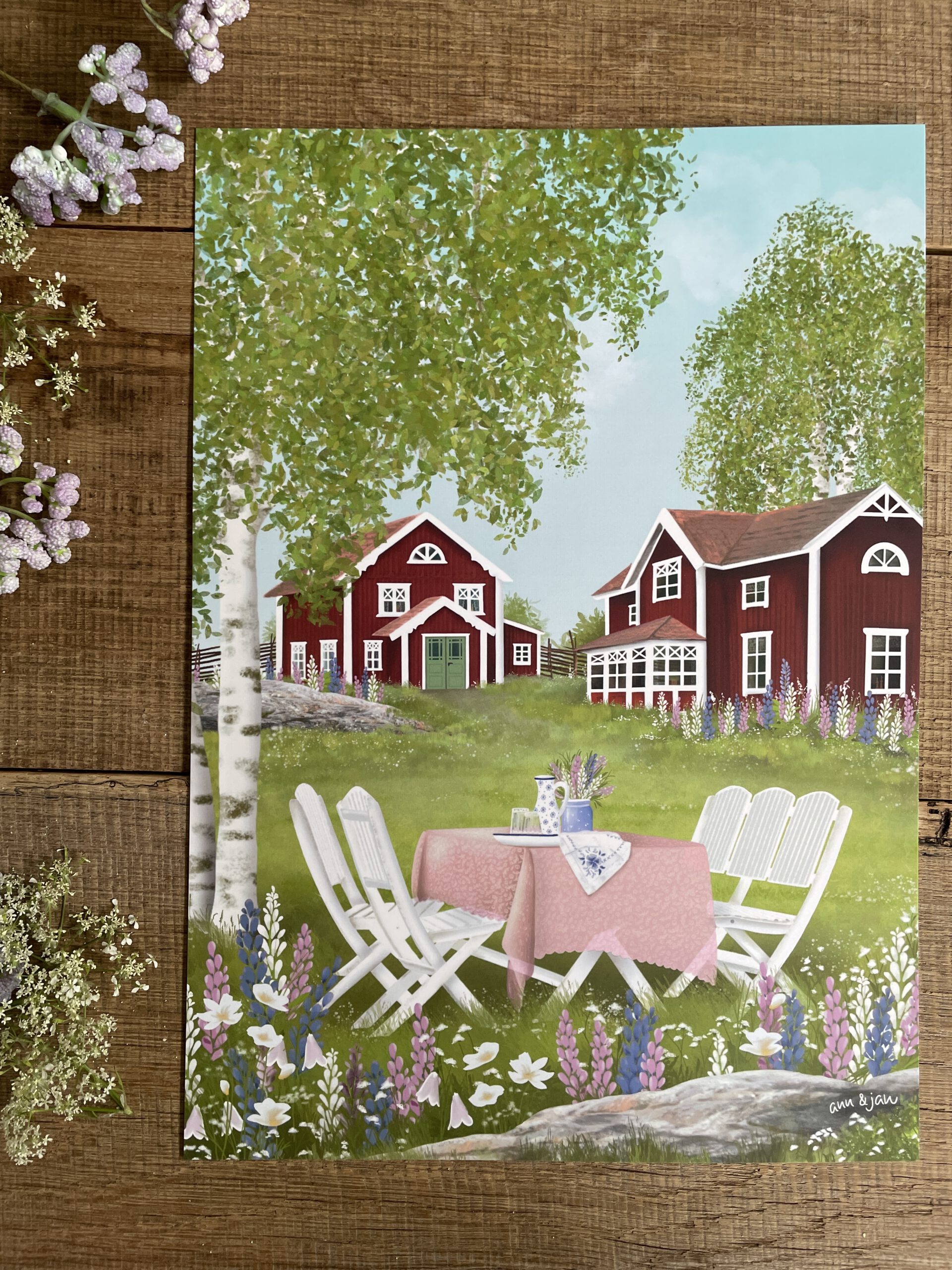 Poster / Kunstdruck "Sommergarten"- DIN A4