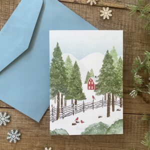 Klappkarte "Winterglück"  DIN A6 - inkl. Kuvert blau