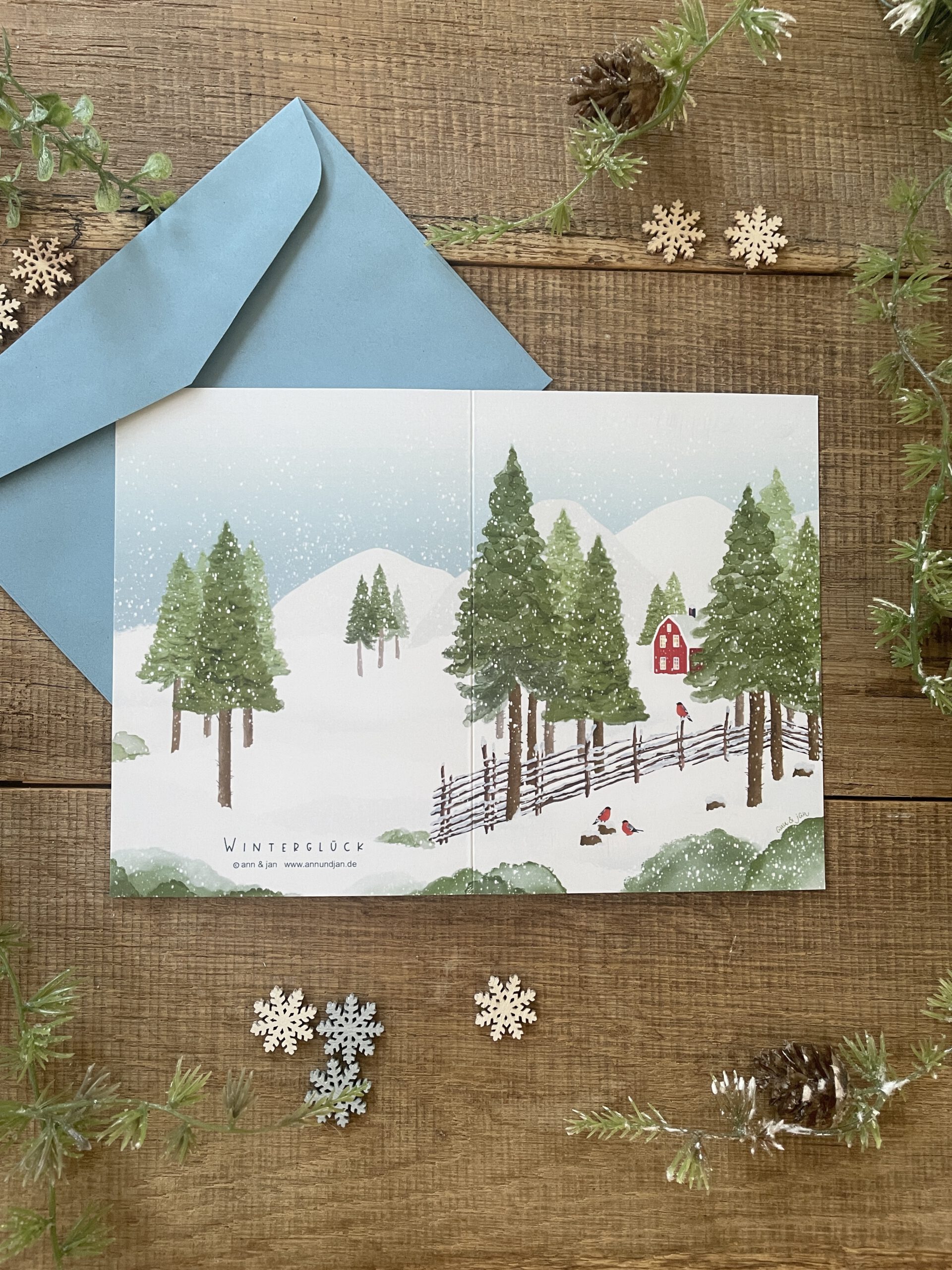 Klappkarte "Winterglück" DIN A6 - inkl. Kuvert blau – Bild 2