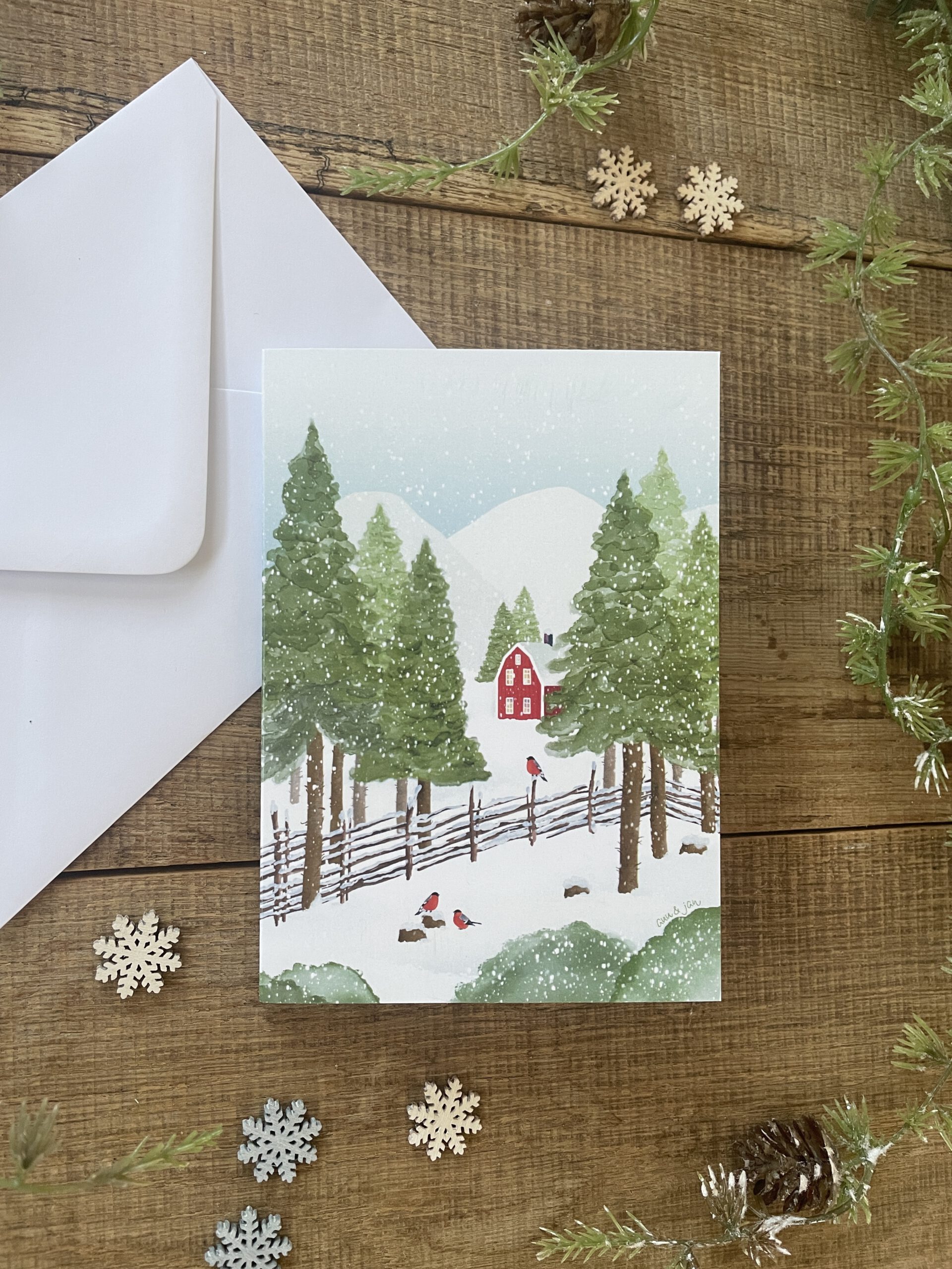 Klappkarte "Winterglück"  DIN A6 - inkl. Kuvert weiß