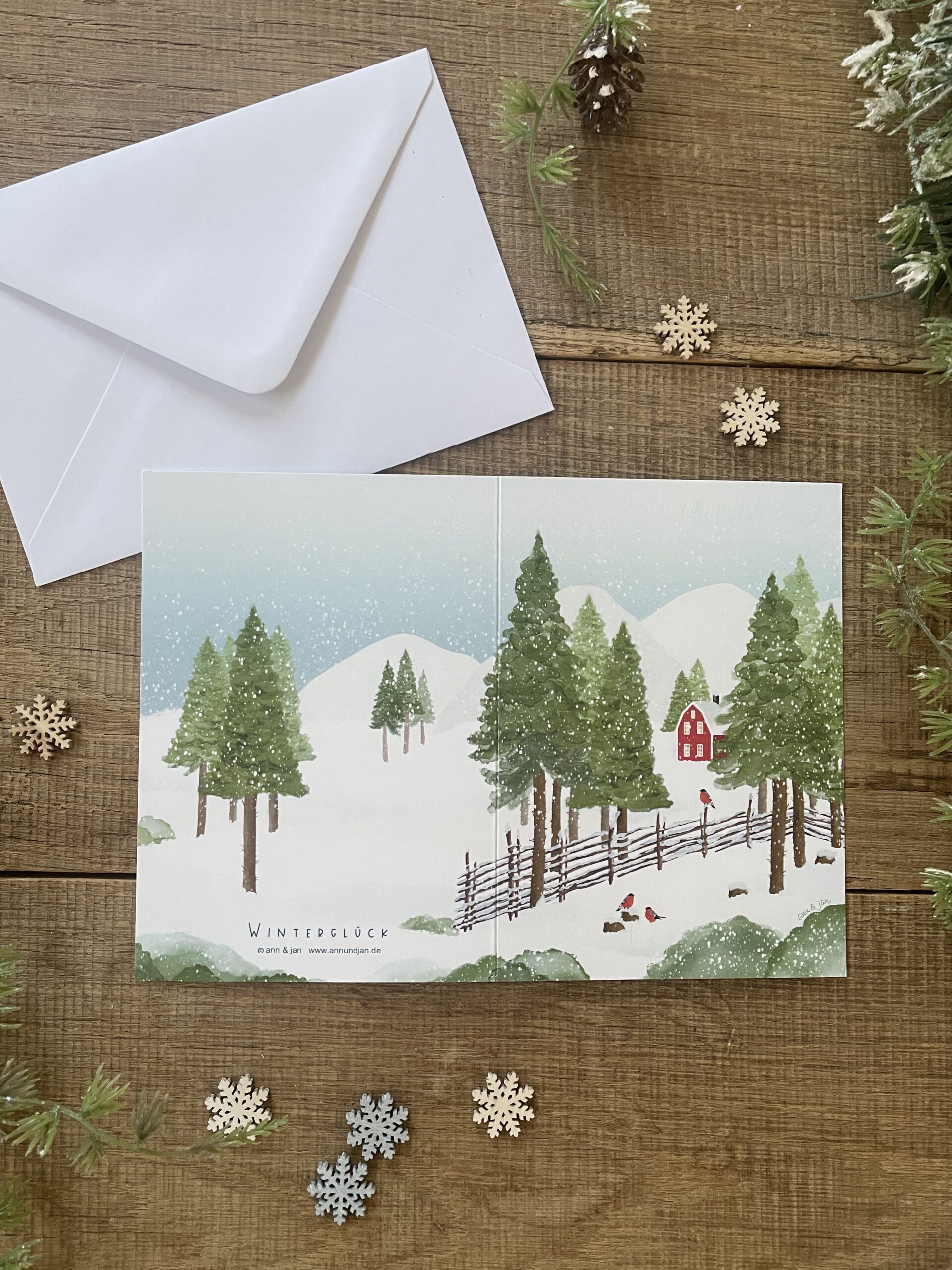 Klappkarte "Winterglück"  DIN A6 - inkl. Kuvert weiß – Bild 2