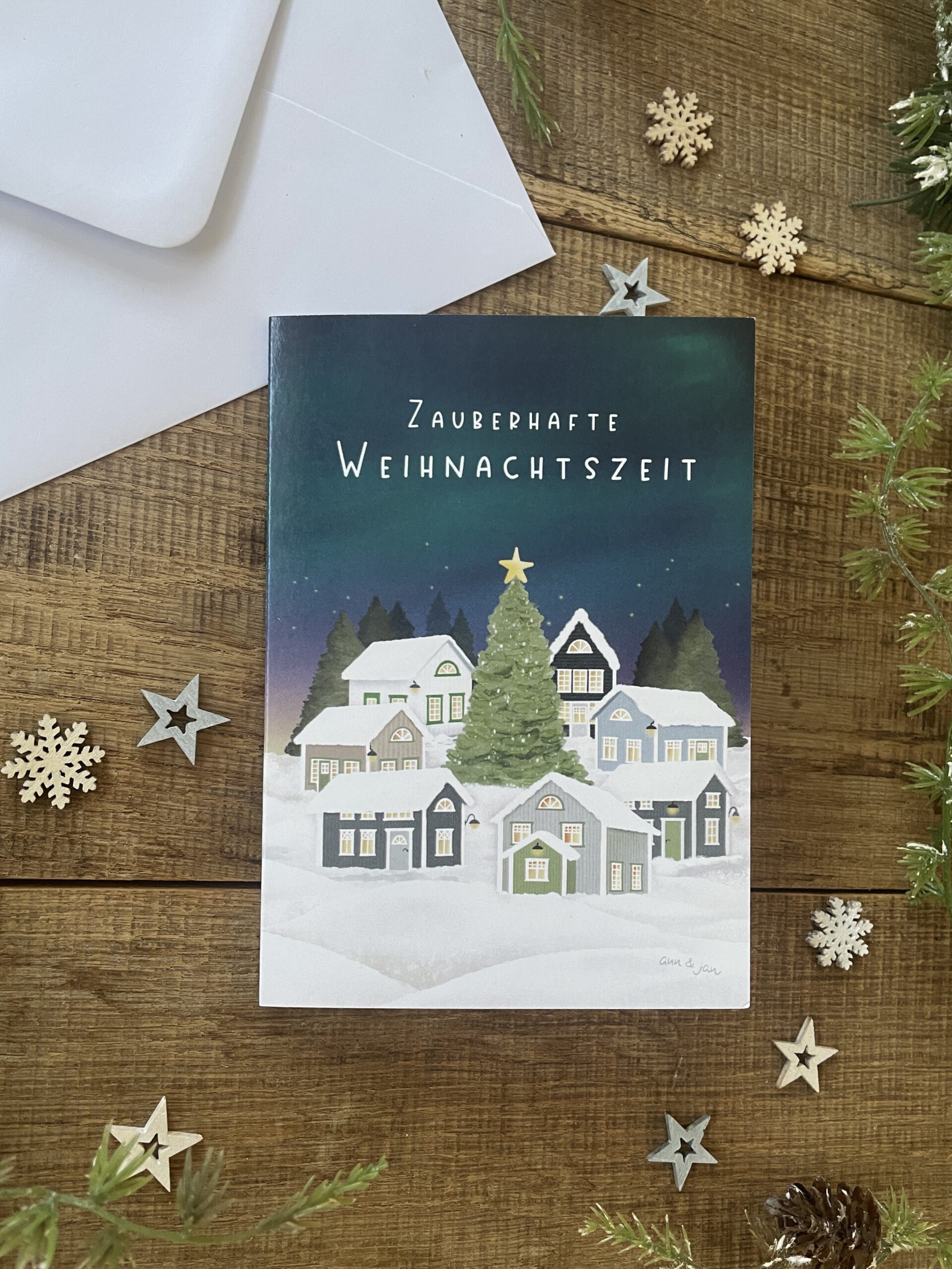 Klappkarte "Zauberhafte Weihnachtszeit" DIN A6 - inkl. Kuvert weiß