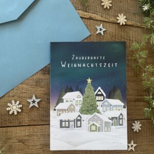 Klappkarte "Zauberhafte Weihnachtszeit"  DIN A6 - inkl. Kuvert blau