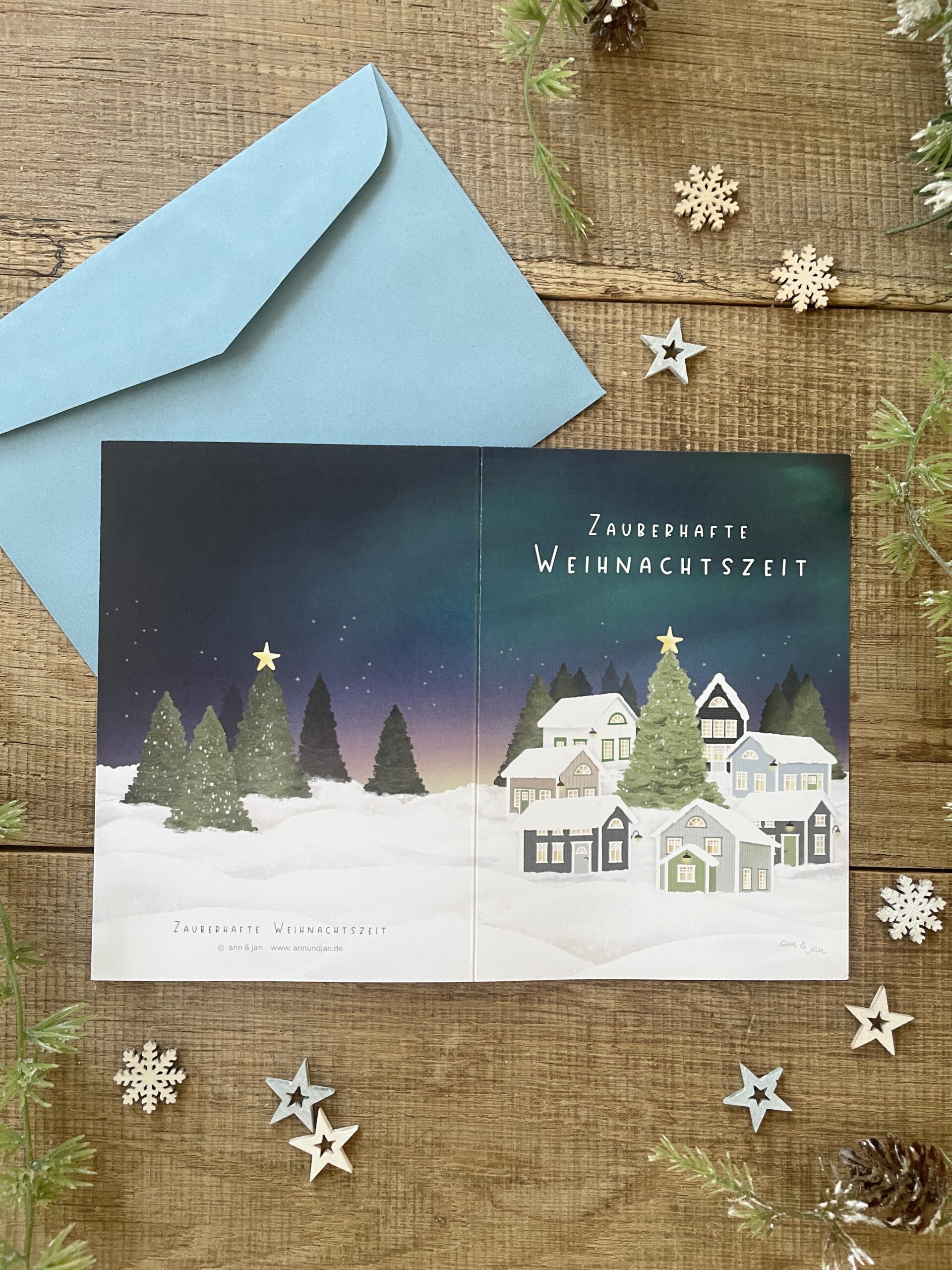 Klappkarte "Zauberhafte Weihnachtszeit"  DIN A6 - inkl. Kuvert blau – Bild 3