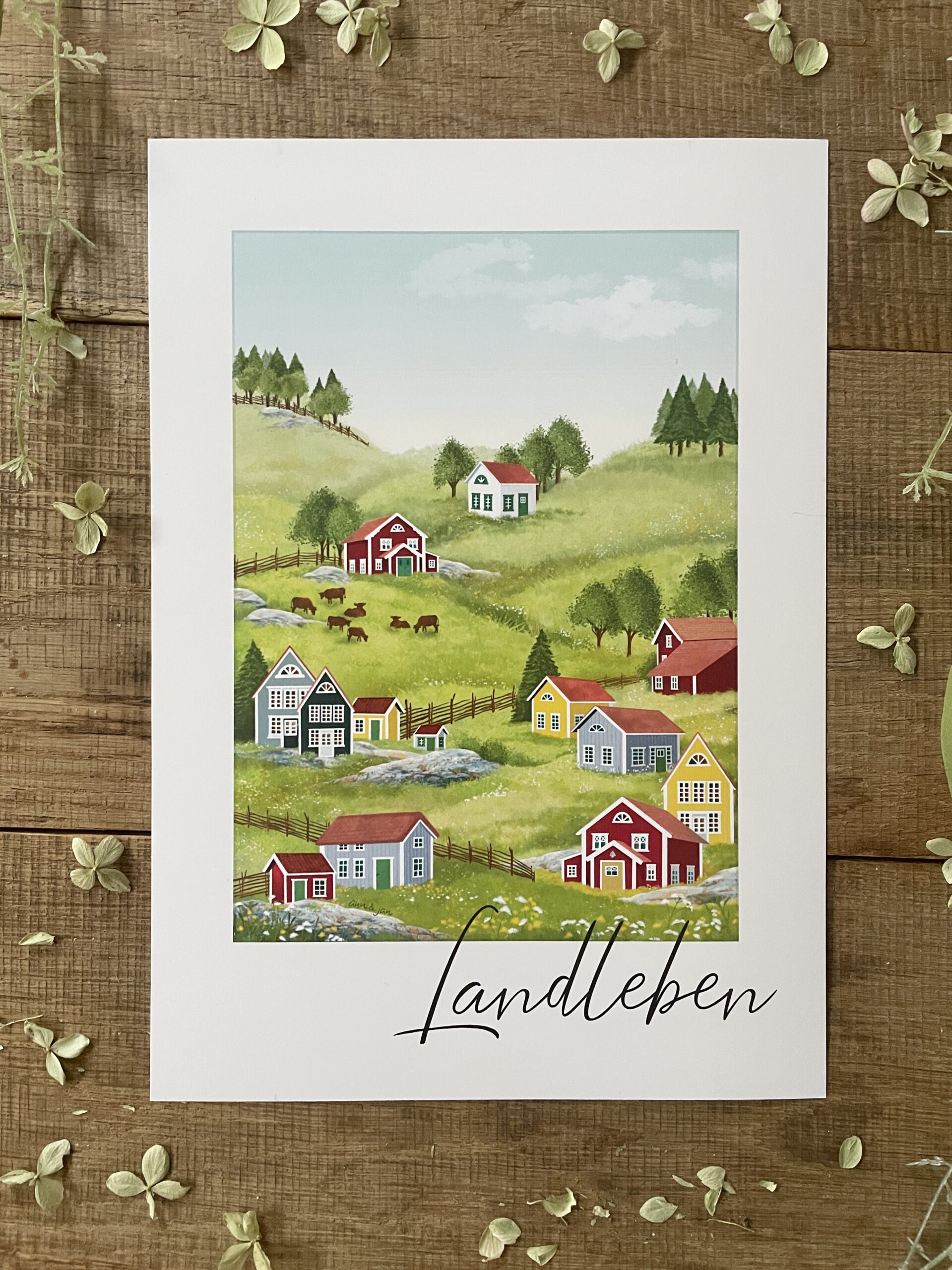 Poster / Kunstdruck "Landleben" - DIN A4