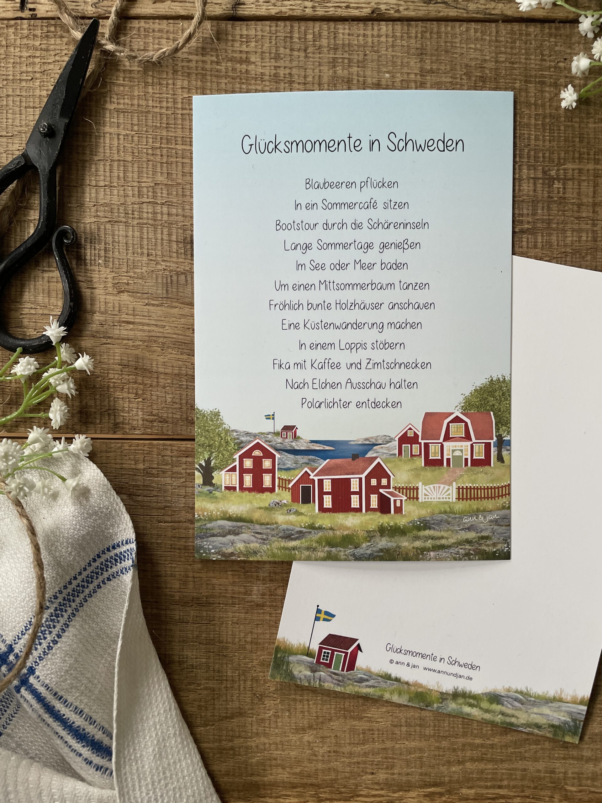 Große Postkarte "Glücksmomente in Schweden"