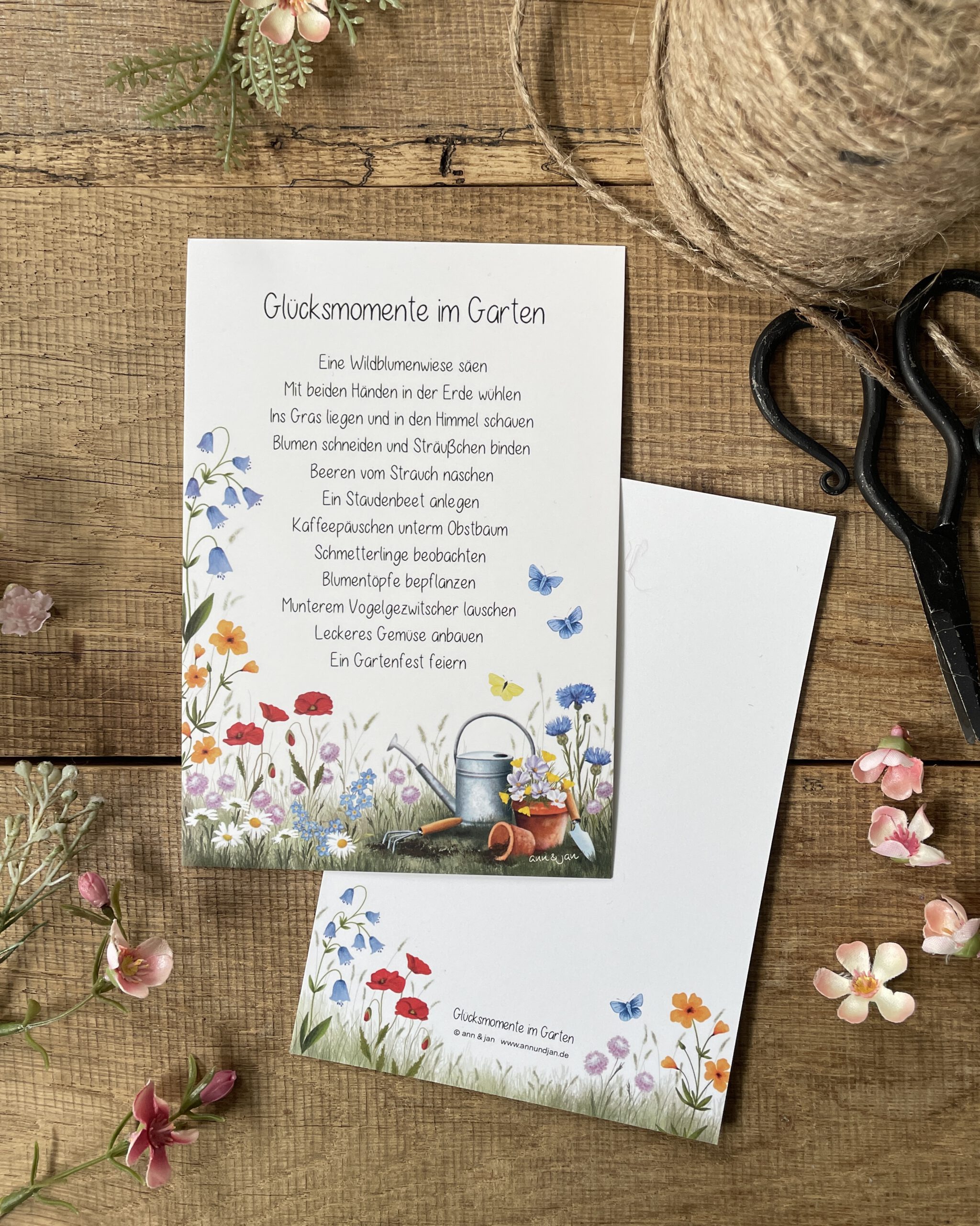 Große Postkarte "Glücksmomente im Garten"