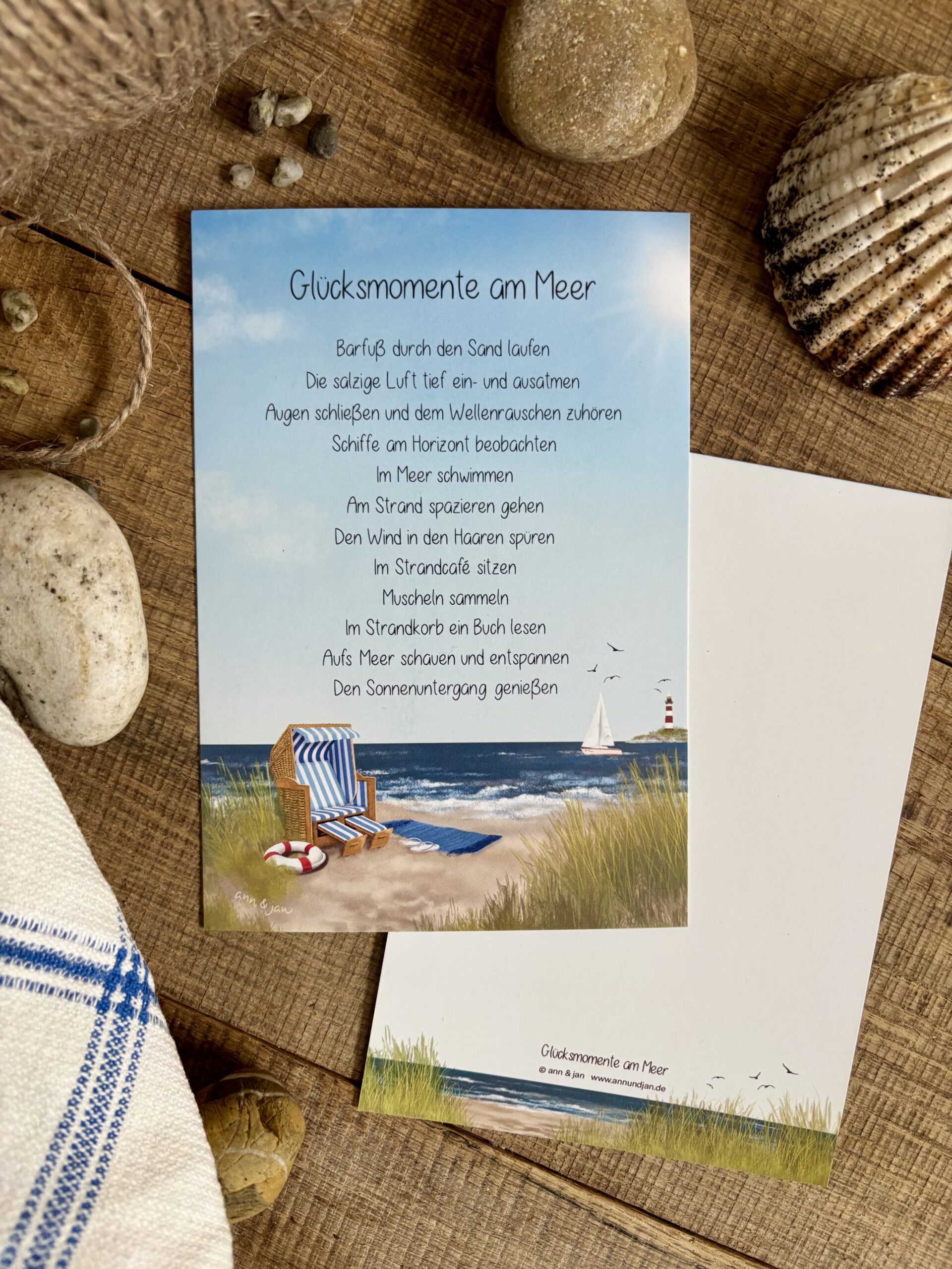 Große Postkarte "Glücksmomente am Meer"