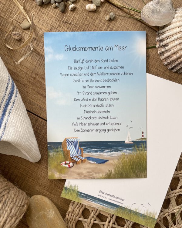 Große Postkarte "Glücksmomente am Meer"