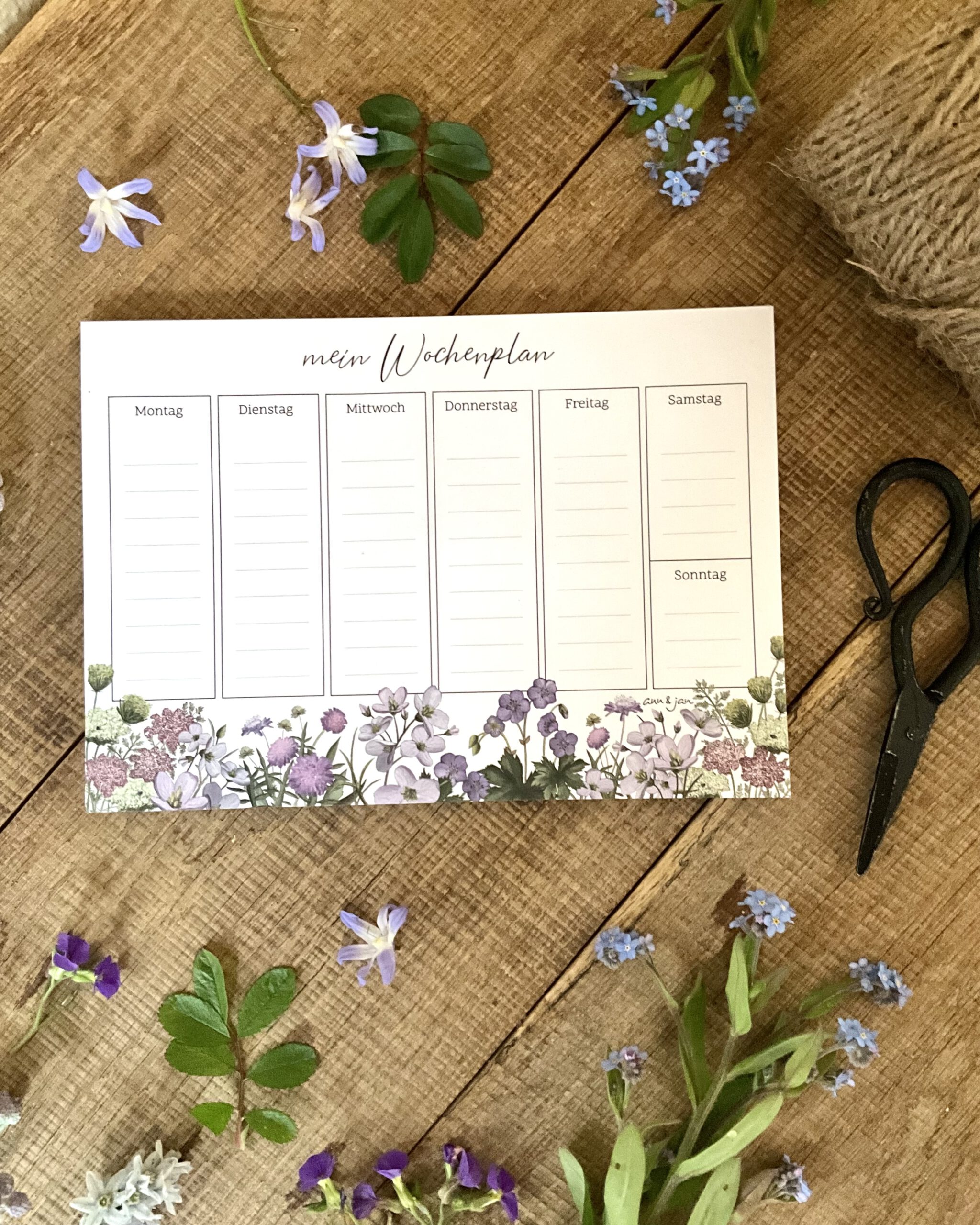 DIN A5 Block "Wochenplaner Flora"